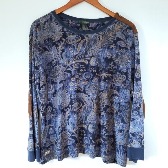 Ralph Lauren Tops - Ralph Lauren Blue Pailsey Longsleeve Top Size 3X